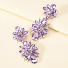 Stunning Lavender Crystal Flower Drop Earrings - Elegant Statement Jewelry