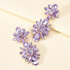 Stunning Lavender Crystal Flower Drop Earrings - Elegant Statement Jewelry