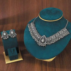 Ethnic Stone Necklace & Jhumka Earrings