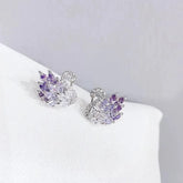 Elegant Purple Swan Earrings with Zirconia