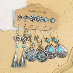 Antique Silver Boho Earring Set