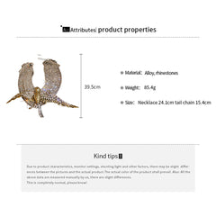 Luxury Golden & Silver Rhinestones Bird Necklace