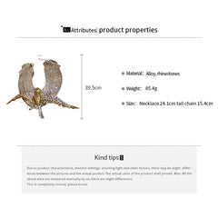 Luxury Golden & Silver Rhinestones Bird Necklace