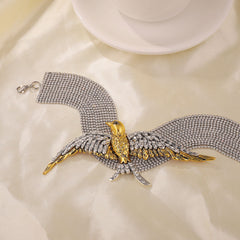 Luxury Golden & Silver Rhinestones Bird Necklace