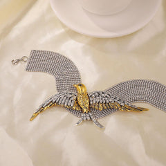 Luxury Golden & Silver Rhinestones Bird Necklace