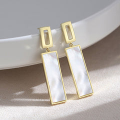 Elegant Gold Frame Dangle Earrings
