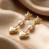 LV Heart Earrings - Designer-Inspired Gold Studs Pakistan | Ornavella