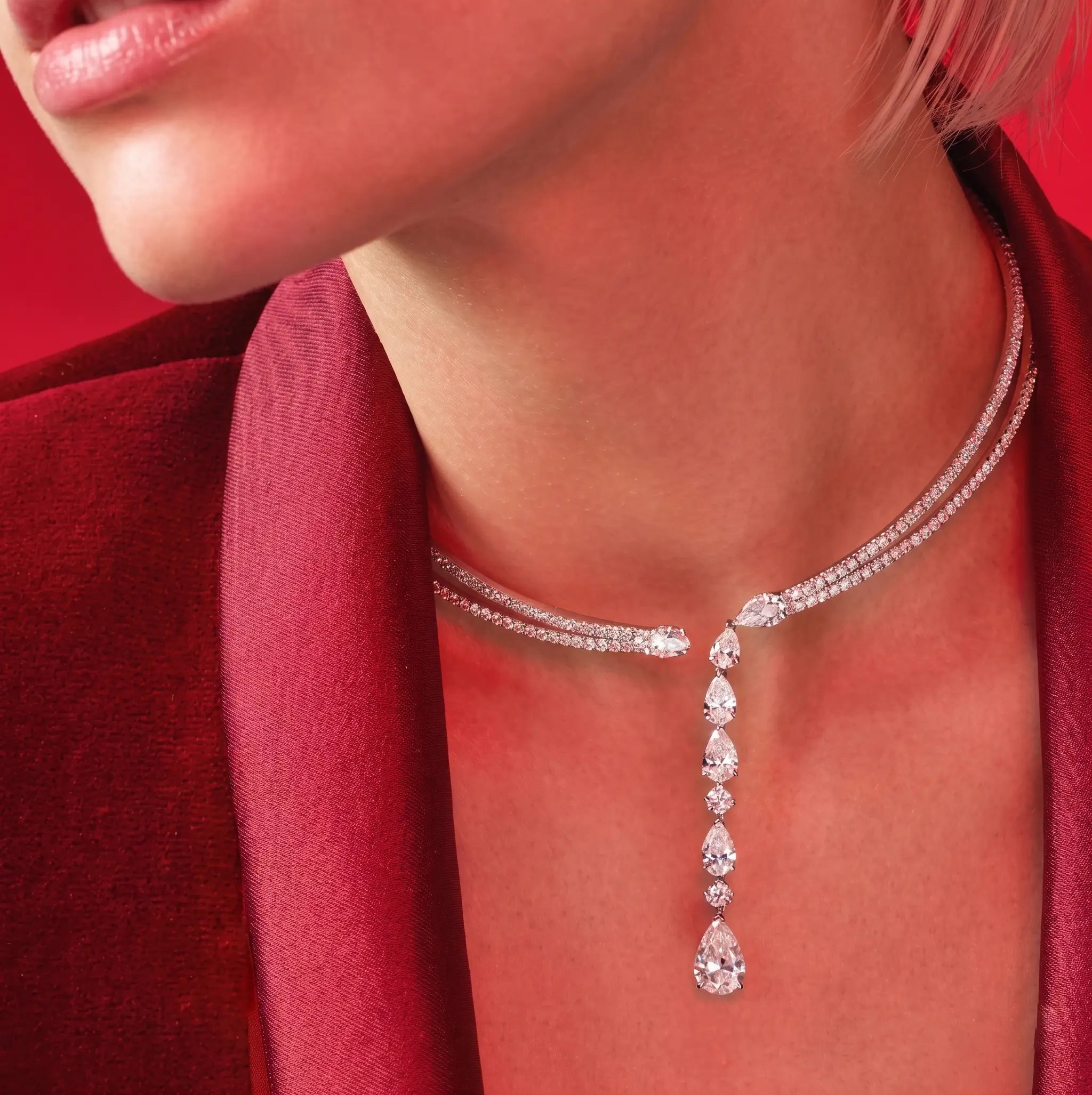 Sparkling Rhinestone Teardrop Choker Necklace - Crystal Necklace Pakistan | Ornavella
