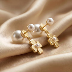 Gold Logo Metal Drop Earrings