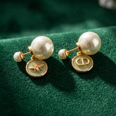 White and Pistachio Green Resin Pearl Asymmetric Earrings Style II Pakistan | Ornavella