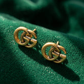 Double-G Logo Monogram Gold Stud Earrings - Designer-Inspired Pakistan | Ornavella