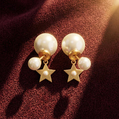 Resin Pearl Asymmetric Drop Earrings