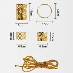 Elegant Hollow Out Gold Hair Rings Set – 40pcs Braiding Hair Cuffs for Women and Girls
