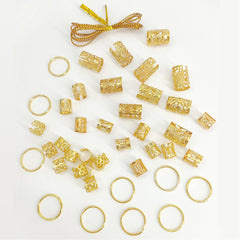 Elegant Hollow Out Gold Hair Rings Set – 40pcs Braiding Hair Cuffs for Women and Girls