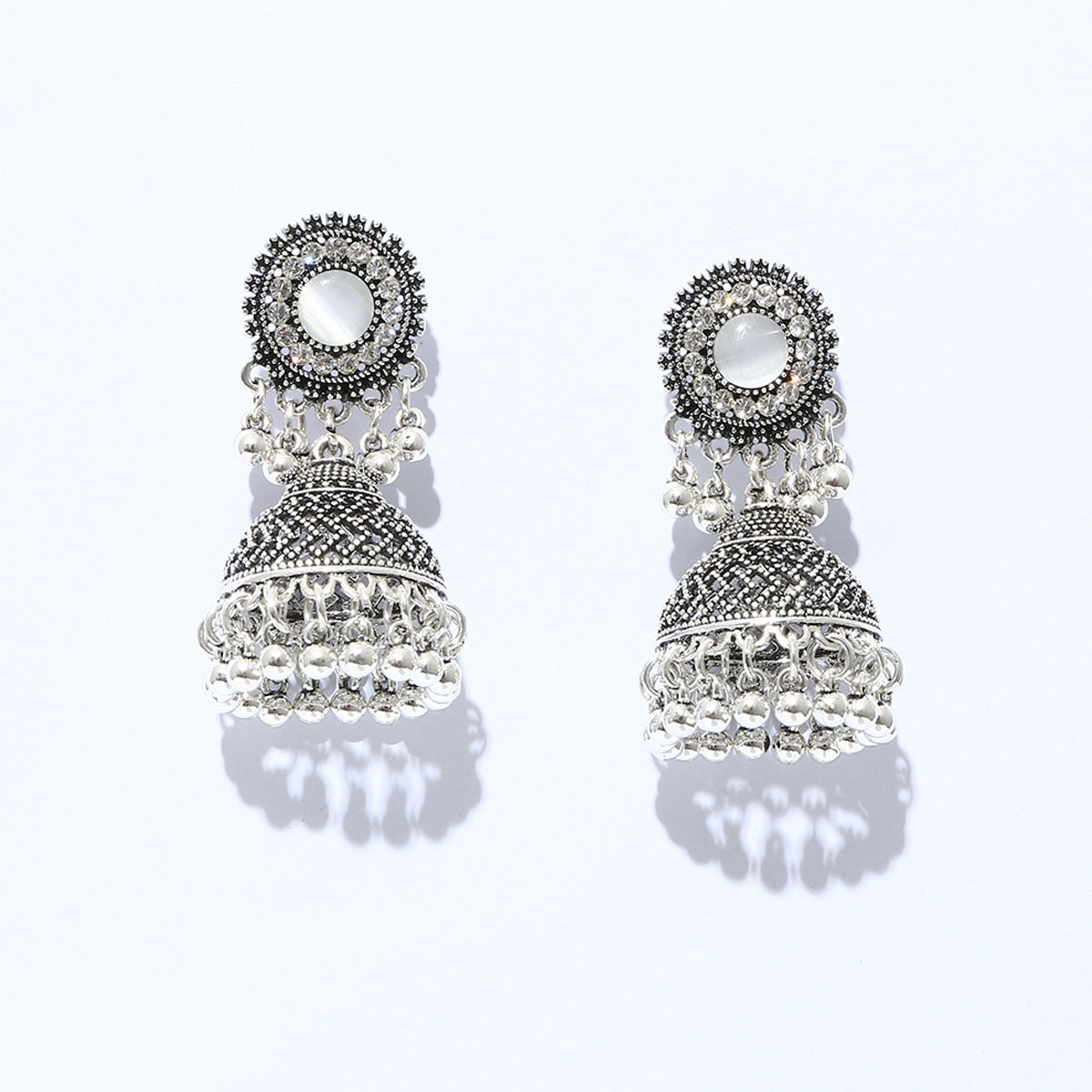 Exquisite Silver Oxidized Jhumka Earrings