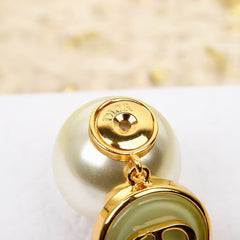 Dior Tribales Earrings - White Resin Pearls with Pistachio Green Transparent Resin