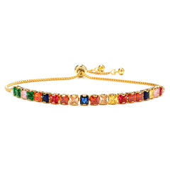 Rainbow Zirconia Tennis Slider Bracelet