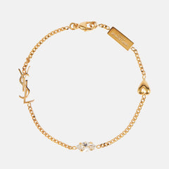 Gold Monogram Heart Rhinestone Bracelet