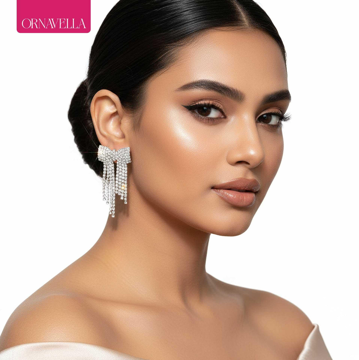 Sparkling Bow Drop Earrings