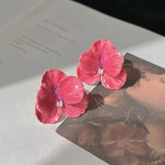 Delicate Lavender Enamel Flower Stud Earrings