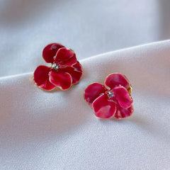 Delicate Lavender Enamel Flower Stud Earrings