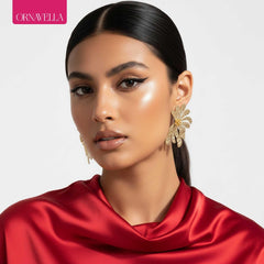 Bold Gold Statement Flower Earrings