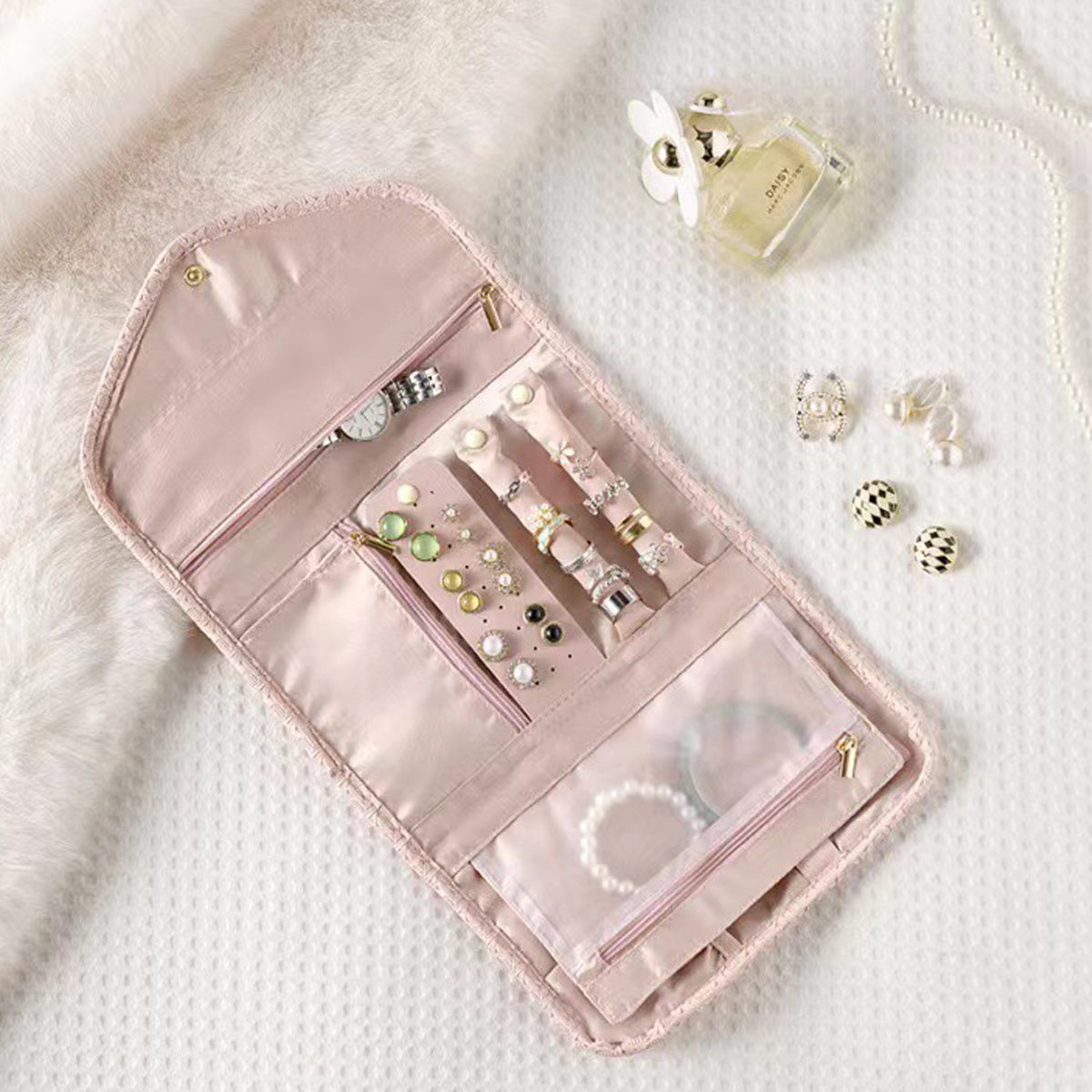 Elegant Travel Jewellery Organizer Roll