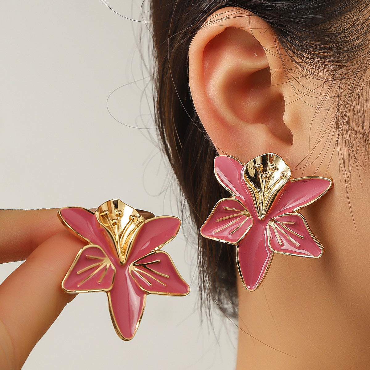 Colourful Enamel Flower Stud Earrings