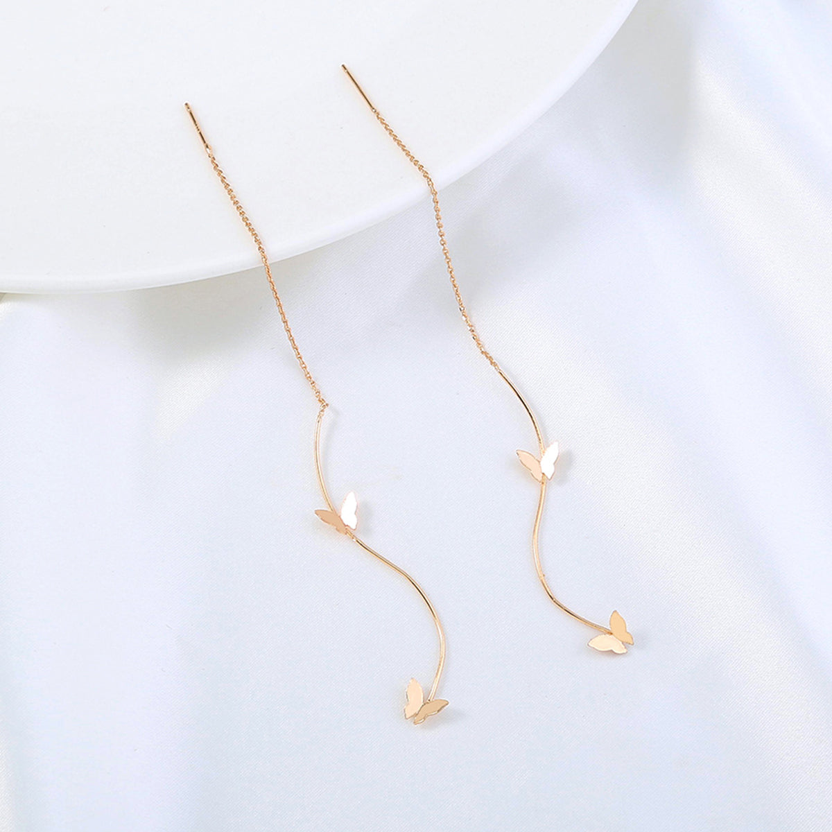 Elegant Gold Butterfly Threader Earrings