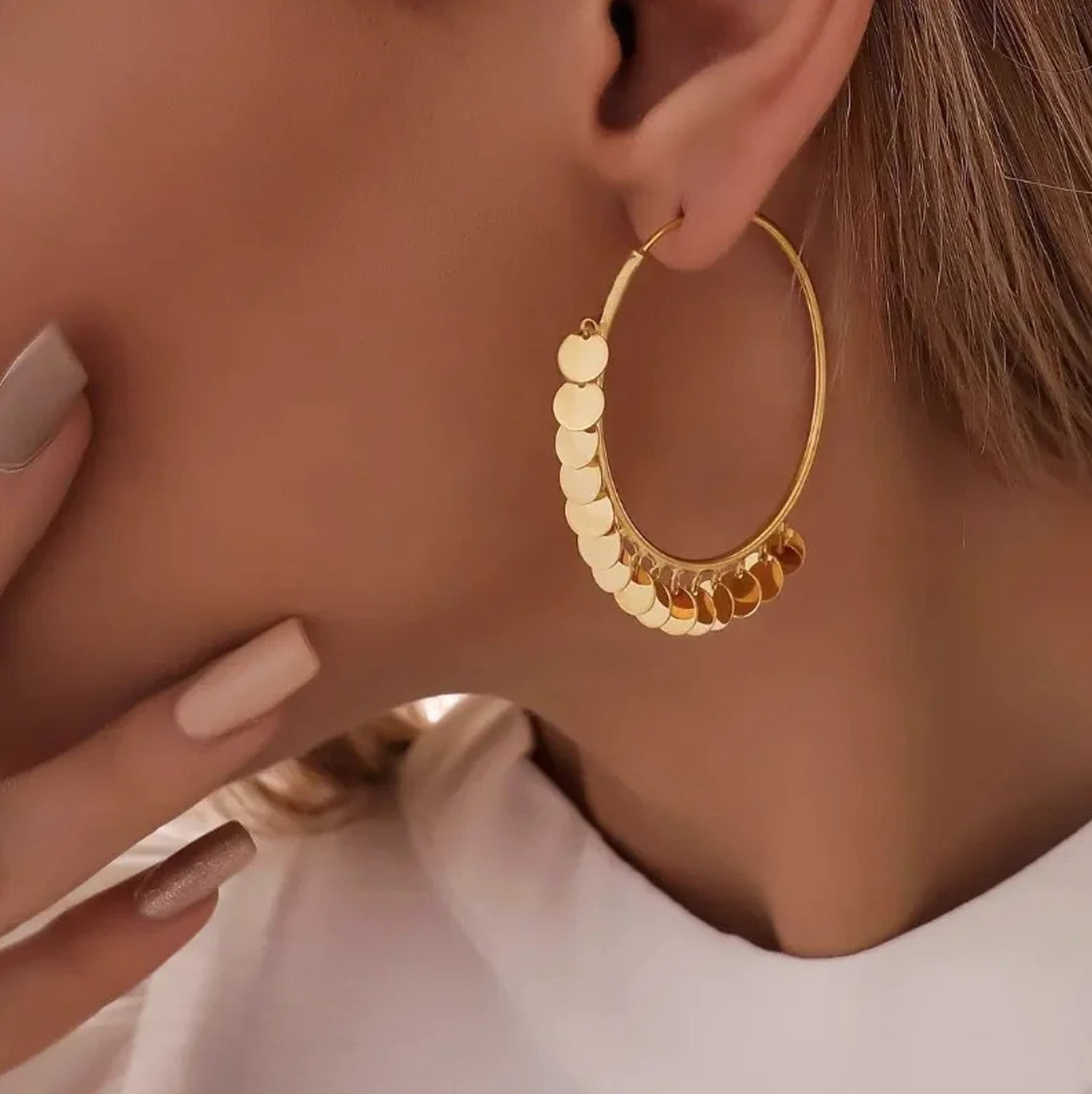 Stylish Metal Sequin Party Earrings
