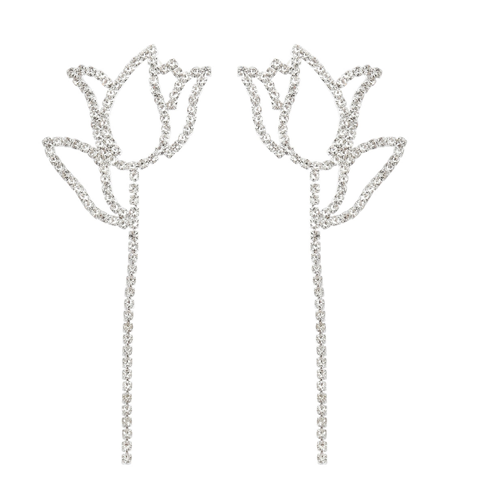 Sparkling Rhinestone Tulip Drop Earrings