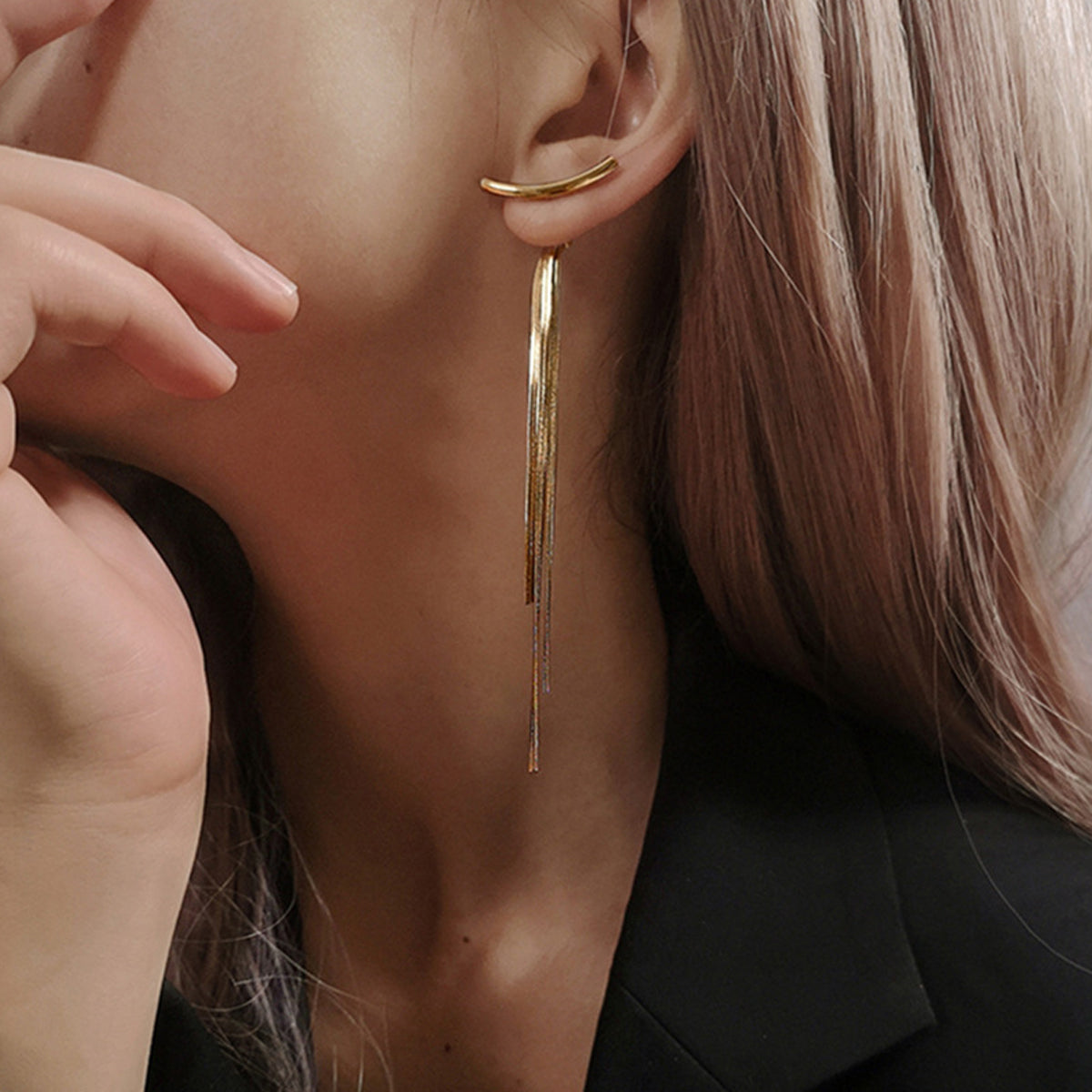 Elegant Snake Chain Statement Dangle Earrings