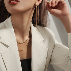Elegant Snake Chain Statement Dangle Earrings
