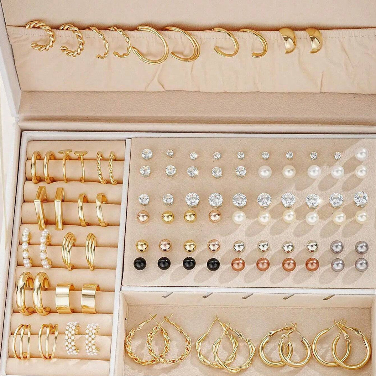 108pcs Elegant Rhinestone Stud & Hoop Earrings Set for Women