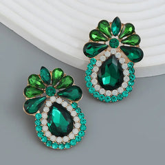 Dazzling Green Rhinestone Statement Earrings