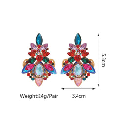 Colorful Crystal Statement Earrings | Multi-Gemstone Dangle Earrings | Luxury Party Wear Jewelry