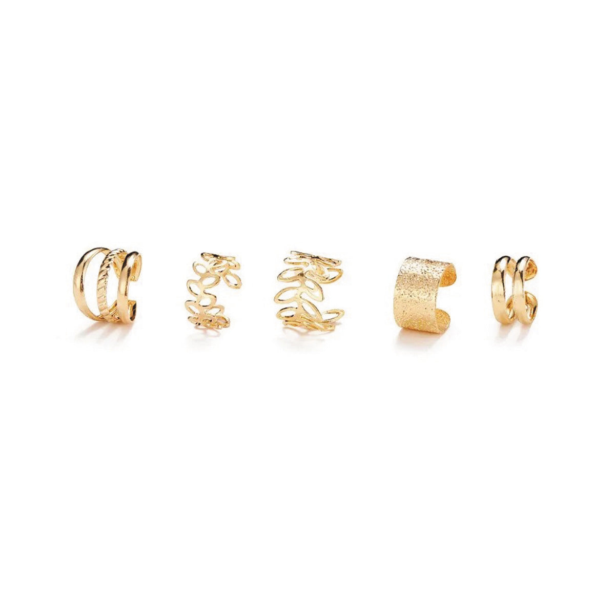 Gold Ear Cuff Set | Non-Piercing Ear Wrap | Adjustable Gold Earring Stack
