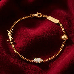YSL Monogram Heart Rhinestone Bracelet - Designer-Inspired Pakistan | Ornavella
