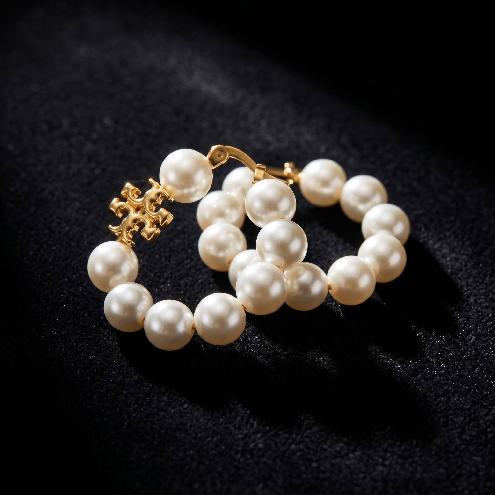 Gold Pearl Huggie Hoop Earrings - Fashion Hoops Pakistan | Ornavella