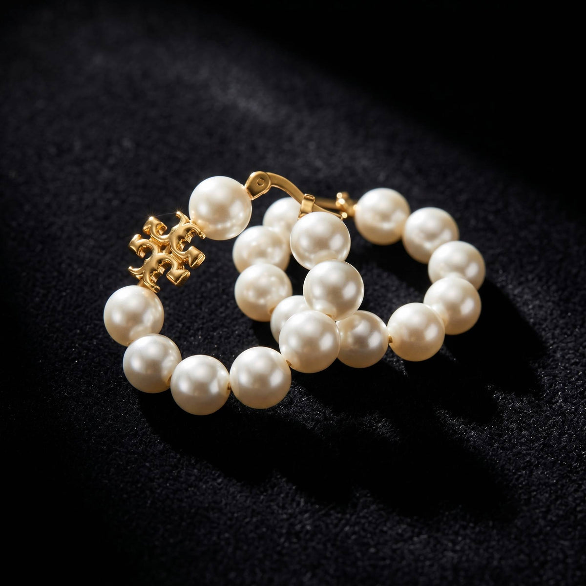 Gold Pearl Huggie Hoop Earrings - Fashion Hoops Pakistan | Ornavella