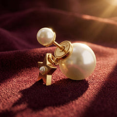 Resin Pearl Asymmetric Drop Earrings